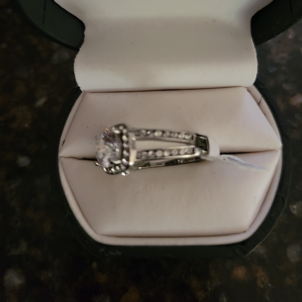 Halo CZ Wedding Rings - Picture 2 of 6